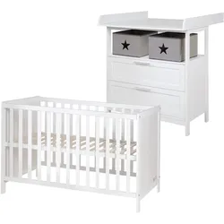 roba Kinderzimmer-Set Bett und Kommode - 87x75x100cm - weiß - Holz / Kunststoff / Holz