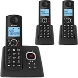 Alcatel F530 Voice Trio, Schnurlostelefon mit Anrufbeantworter und 3 Mobilteilen, Anrufsperre und Freisprechfunktion, Schwarz