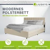 Juskys Samt Polsterbett Soria 180x200 cm mit Matratze, Lattenrost & Schubladen - Bett Beige