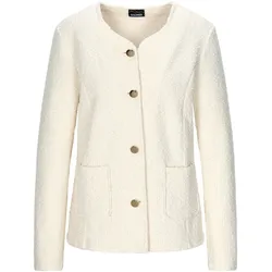 Jackenblazer GOLDNER "Baumwollblazer mit Glanzdetails", Damen, Gr. 52, weiß, Obermaterial: 55% Polyester PES. 45% Baumwolle CO., Blazer, Passformnähte