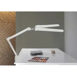 LED-Arbeitsplatzleuchte Kari, mit 2 Leuchtenköpfen, stufenlos dimmbar, mit Klemmfuß