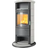 Kaminofen HARK 17 NH GT FlameKat 7 kW - Ofenkacheln: creme-weiss - Korpus: titan