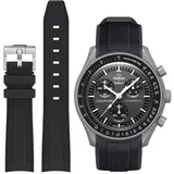 Stanchev Armband für Moonswatch Swatch,Silikon Ersatzband Armband Verstellbares Weiches Silikonband, Uhrenarmband Armbänder Sports Wrist Band für Omega X Swatch Armband zubehör (Schwarz)