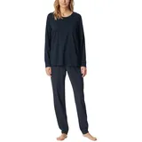 SCHIESSER Damen Schlafanzug Lang mit Bündchen Baumwolle-Nightwear Pyjamaset, Nachtblau_181987, 38