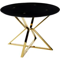 Beliani Esstisch oval aus Gold und Schwarz, transparentem temperiertem