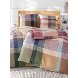 Bettwäsche IRISETTE Gr. 3, bunt (gelb, grün, kariert), B/L: 155cm x 220cm, 2-teilige Garnitur St., 2-teilige Garnitur St., Renforcé, B/L: 80cm x 80cm, Renforcu00e9, 100% Baumwolle, Bettwäsche