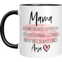 Personalisierte Tasse mit Spruch -Mama ich habe versucht finden.Aber du hast ja bereits mich - mit Namen - Geschenk zum Muttertag - Tasse Mama personalisiert -Mama Geschenk (Schwarz 1 Name)