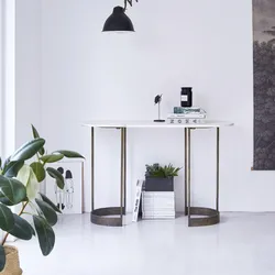 Ovale Konsole aus Metall mit heller Marmorplatte und Metallstruktur 120 cm Gusta
