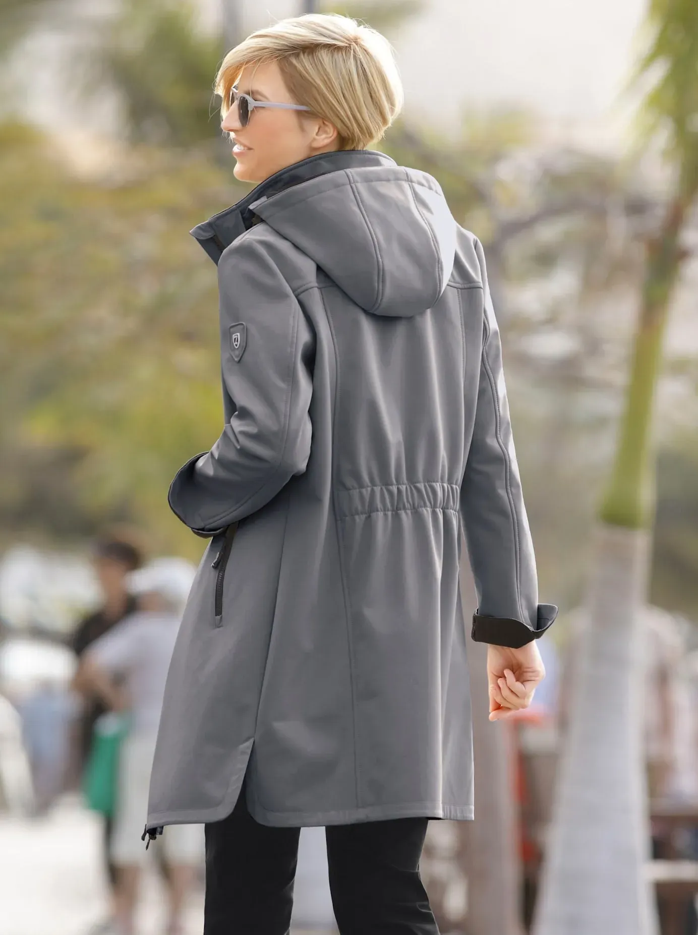Softshelljacke CASUAL LOOKS, Damen, Gr. 42, grau, 94% Polyester, 6% Elasthan, unifarben, figurumspielend, Jacken Softshelljacke
