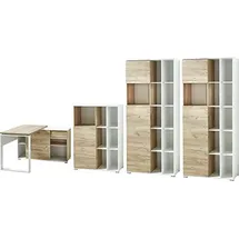 Germania GW-Lioni, weiß (weiß, navarra, eiche, nachbildung), Holzwerkstoff Metall, Holzwerkstoff, Metall, Arbeitsmöbel-Sets, Büromöbel-Set