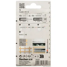 Fischer Nageldübel N 8 x 80 / 40 S 10 Stück