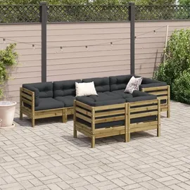 vidaXL Garten-Sofagarnitur 7-tlg. Kiefernholz imprägniert braun