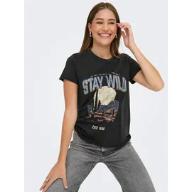 Only Damen Onllucy Life Reg S/S Top JRS Noos, Black, XL - XL