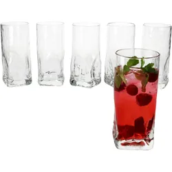 6x Frosty Longdrinkgläser 400ml Trink-Glas Cocktail Wasser dicker Boden Relief