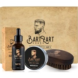 BartZart Bartpflege Set aus hochwertigem Bartöl mit Zedernholz, natürliches Bart Balsam & Bart Bürste aus Wildschweinborsten | Set