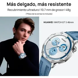 Huawei Watch GT 5 46 mm Silber Lederarmband Braun