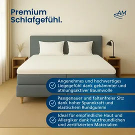 AM Qualitätsmatratzen Spannbettlaken Jersey 105 x 190 cm creme