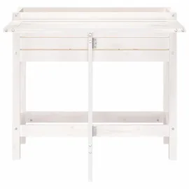 vidaXL Pflanzkasten mit Klappbarer Tischplatte  Weiß Massivholz Kiefer