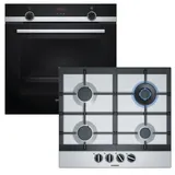 Siemens Herdset SIEMENS Backofen PREMIUM Teleskopauszug + Gas-Kochfeld Wok-Brenner 60cm autark