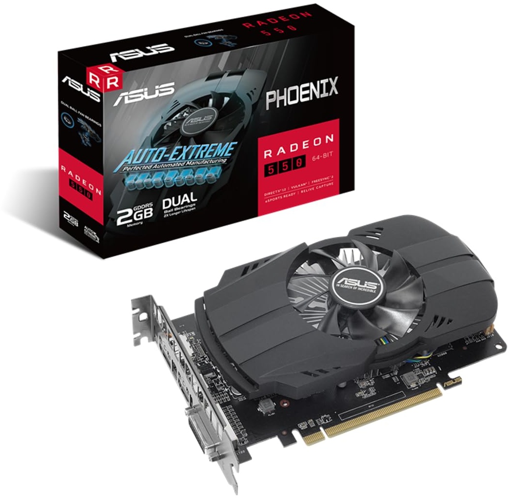 ASUS Phoenix AMD Radeon 550 2G GDDR5 Gaming Grafikkarte (2GB GDDR5 Speicher, PCIe 3.0, 1x HDMI 2.0b, 1x DisplayPort 1.4, 1x DVI-D, PH-550-2G)