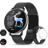 Smartwatch Herren Bluetooth Voice Calling Herzfrequenz Gesundheit Monitor 1,39 Zoll großen Bildschirm Mode Sport IP67 wasserdichte Damen Smartwatch - Schwarz