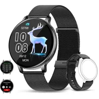 Smartwatch Herren Bluetooth Voice Calling Herzfrequenz Gesundheit Monitor 1,39 Zoll großen Bildschirm Mode Sport IP67 wasserdichte Damen Smartwatch - Schwarz