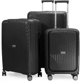 Hauptstadtkoffer TXL Kofferset 3er Set S M L, Hartschalen Reisekoffer mit TSA Schloss, 4 Rollen Trolley Set, Handgepäck 55 cm mit Laptopfach, extra leicht, Reisekoffer Set, Schwarz