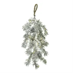 LED Tannenzweig mit Zapfen Leuchtzweig Schneeoptik 30 LED H: 50cm grün für Außen