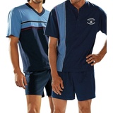 LE JOGGER le jogger® Shorty 2 Stück), kurze Pyjamas 44/46 (S) blau Herren Shorty Wäsche