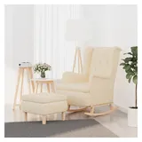 furnicato Sessel Schaukelsessel mit Hocker Creme Stoff weiß