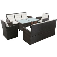 DOTMALL Gartenlounge-Set (5-tlg),Lounge-Möbel mit Kissen,Poly Rattan,Outdoor, Wetterfest braun|weiß