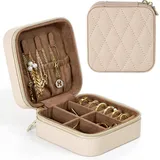 LuxusKollektion Schmuckset Kleine Schmuckkästchen für Damen Reise Schmuckbox Beige Mini