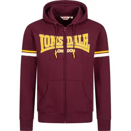 Lonsdale Darfield Sweatjacke Herren Oxblood/Yellow/White M