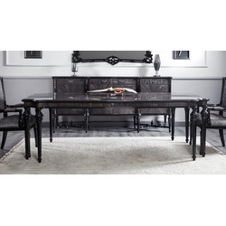Casa Padrino Luxus Barock Esstisch Grau / Schwarz - Handgefertigter Massivholz Esszimmertisch - Luxus Esszimmer Möbel im Barockstil - Barock Möbel - Barock Einrichtung