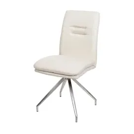 Mendler 2er-Set Esszimmerstuhl HWC-H70, Küchenstuhl Lehnstuhl Stuhl, Stoff/Textil Edelstahl gebürstet creme-beige