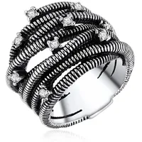 Lulu & Jane Ring Metall-Legierung Glas in silber | Gr.: 54