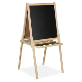 Relaxdays 2 in 1 Kindertafel mit Zubehör Hellbraun,Schwarz