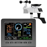Digitale Wetterstation, Kabellose Wetterstation, Wettervorhersage, Temperatur, Druck, Luftfeuchtigkeit, Wind, Regenmesser, Alarm, Anzeige Mehrerer Daten (wlan-wetterstation)