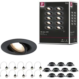 Paulmann Einbauleuchte 10er Set rund 90mm Schwarz