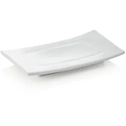 30x Sushi Board Teller Platte, 20 x 11 x 2 cm, Porzellan, weiß