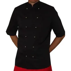 Grevotex Kochjacke, Bäckerjacke kurzarm schwarz, Größe 54