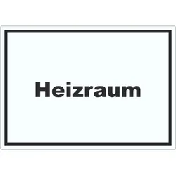 Heizraum Aufkleber mit Text Heizung Wärme waagerecht A5 (148x210mm)