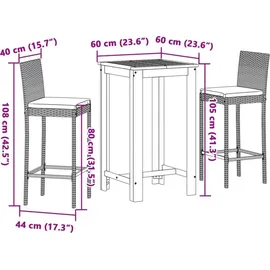 vidaXL Gartenbar-Set 3-tlg. Grau