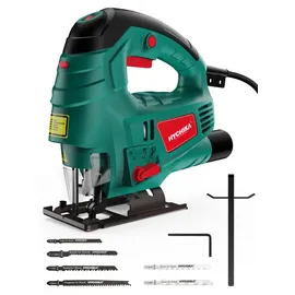 HYCHIKA Stichsäge, 800W Max. Holzschnitttiefe 110 Mm, 800-3000spm Elektrostichsäge mit Laser, 7 Variable Geschwindigkeiten und 0-3 Orbitalposition, 6 Sägeblätter, Fasenschneiden: -45° °bis 45