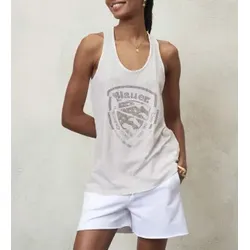 Blauer für Damen. 24SBLDH03337 Amerikanisches Halsausschnitt-T-Shirt weiß (XS), Lässig, Baumwolle, Ärmellos / Hosenträger