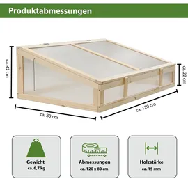 Trutzholm Frühbeetaufsatz Aus Holz 120 x 80 cm Natur