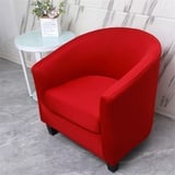 Highdi Sesselschoner Sesselbezug Stretch Sesselüberwurf 2-Teilig Einfarbig Modern Sesselbezug, Elastisch Tub Chair Sesselhussen für Clubsessel Loungesessel Cocktailsessel (Rot)