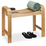 Relaxdays Badhocker, Bambus, Griffe, ergonomische Sitzfläche, HxBxT: 54 x 65 x 33 cm, Sitzbank Flur und Bad, Natur