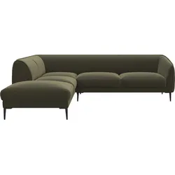 Ecksofa FLEXLUX "Belle Designsofa, L-Form, B/T 268/209 cm", grün (moss grün), B:268cm H:74cm T:209cm, 100% Polyester, Sofas, Skandinavisches Design, In hochwertiger Verarbeitung