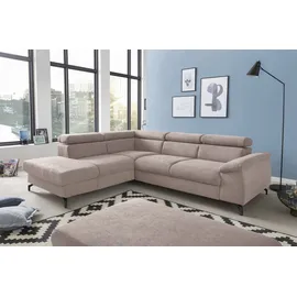 Cotta Ecksofa "Kitty L-Form, B: 249 cm", braun (mud), B:249cm H:72cm T:207cm, Microfaser (100% Polyester);Flachgewebe (100% Polyester), Sofas, Ecksofa, mit Kopfteilverstellung, optional Bettfunktion & Bettkasten